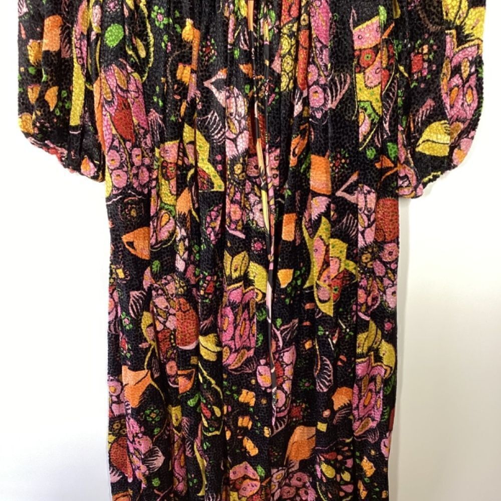 La DoubleJ Wanderlust Dress Eden Devore Velvet Black Orange Maxi‎ Dress Size XS - Picture 5 of 17